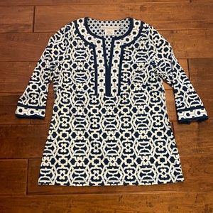 Gretchen Scott blue geometric tunic Small